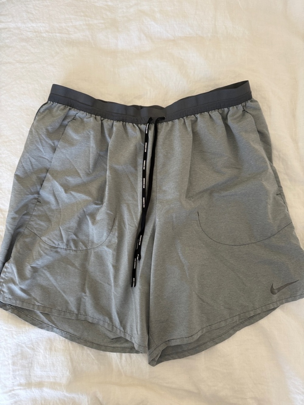 Nike Men’s Gray Athletic Running Shorts with Drawcord